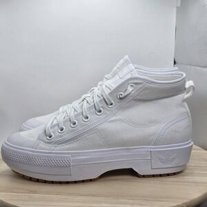 Women's Size 10 - Adidas Nizza‎ Trek White Gum W Platform Shoes Sneakers
